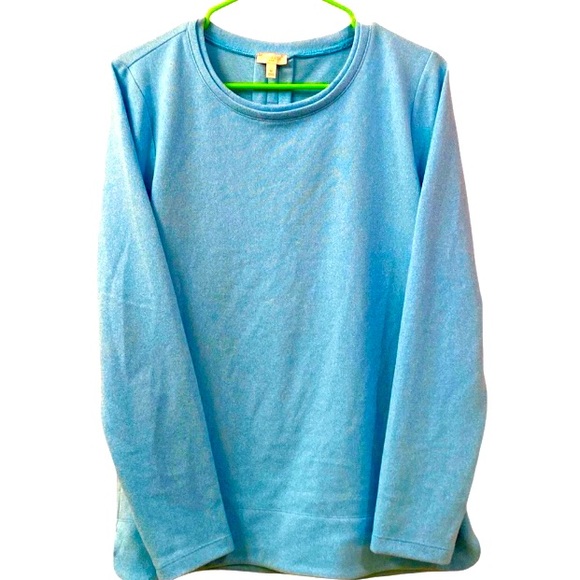 Talbots Sweatshirt Sweater Pullover Robin Egg Blue Pleated Back WM SZ M - Picture 1 of 12